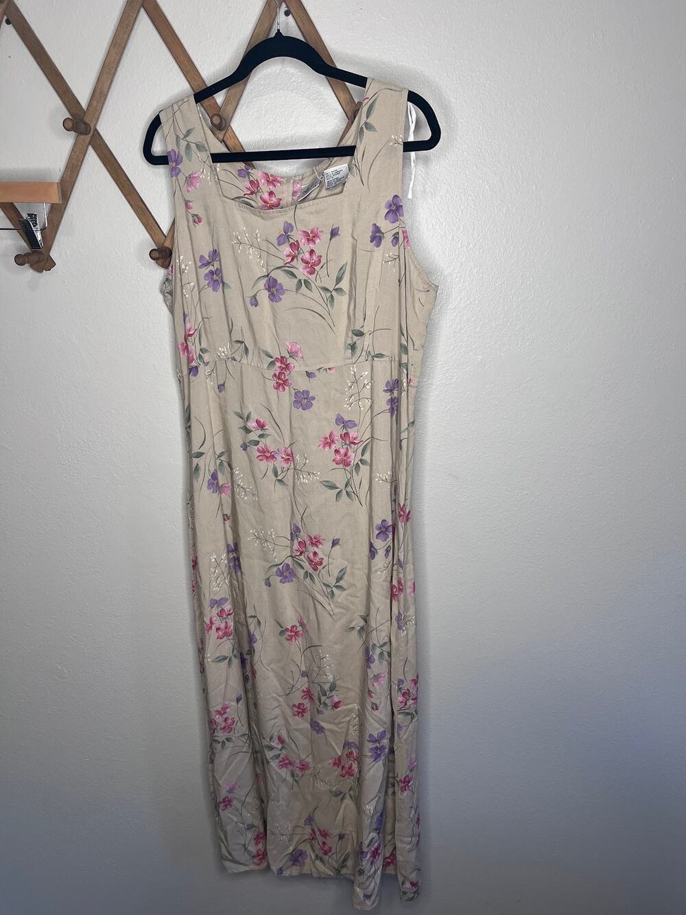 Vintage Kathie Lee Floral Sleeveless Maxi Dress Square Neck | Size 18